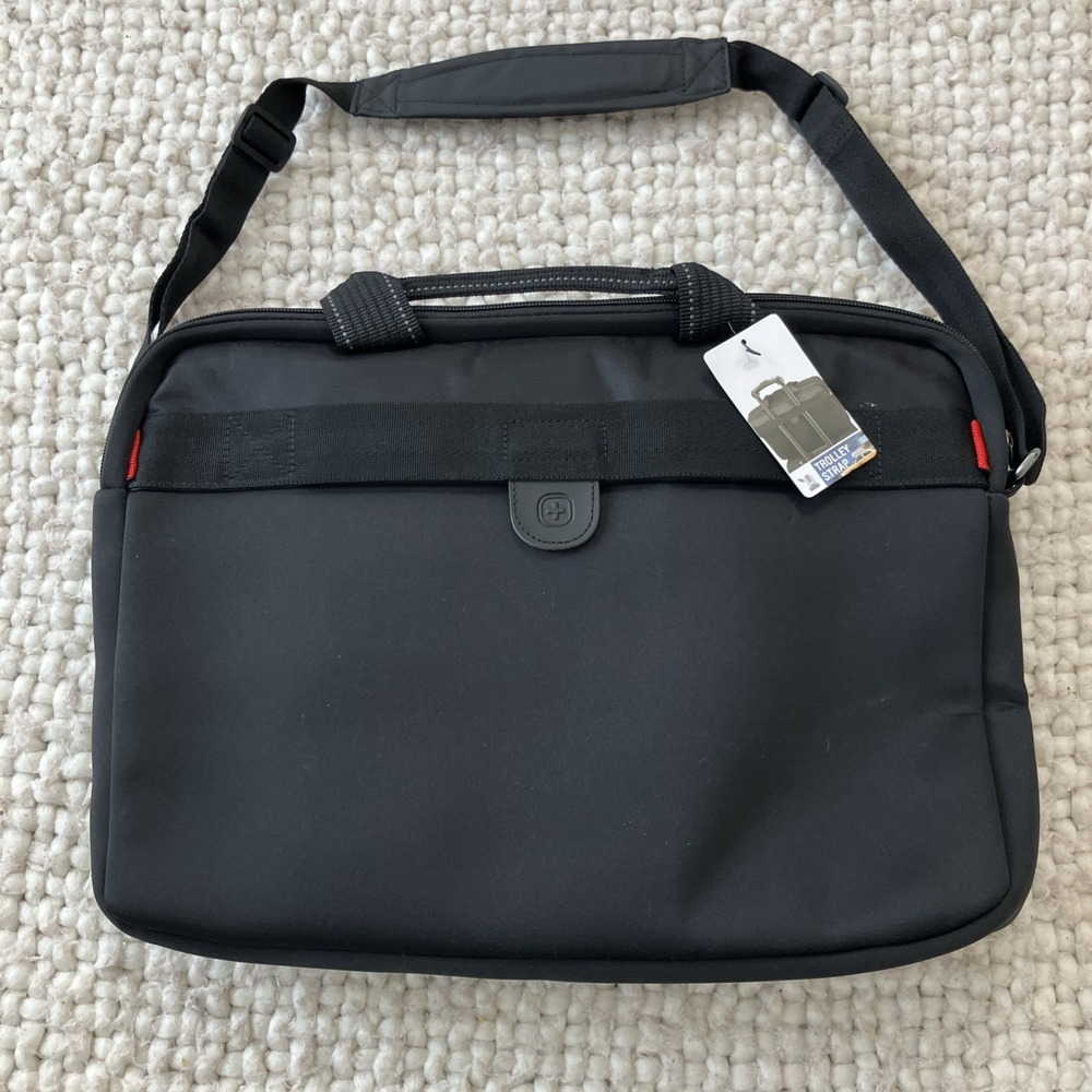 NWT Swissgear 16" Laptop Slimcase Double Compartment Black Brand Decal - Picture 2 of 11